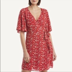 Sanctuary Girl on Fire Red Floral Print Short Sleeve Wrap Dress size XS